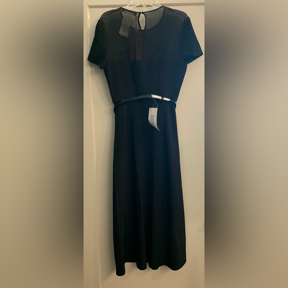 Max Mara Studio Asturie Mixed Media Black Belted Dress size 4 NWT - Picture 8 of 15